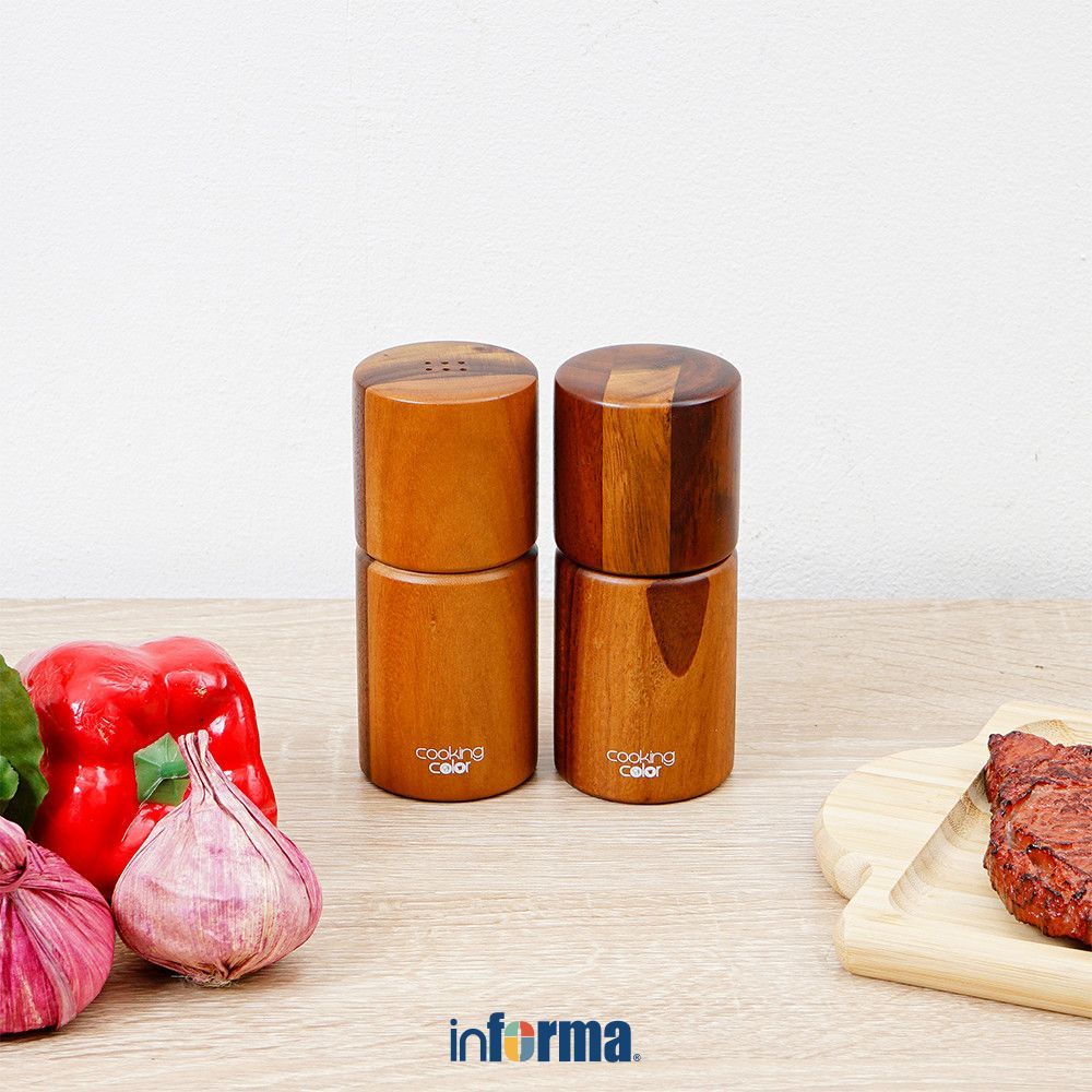 Informa Cooking Color Prun Penggiling Lada & Merica Kayu - Cokelat Grinder Lada Penghalus Lada Peppe