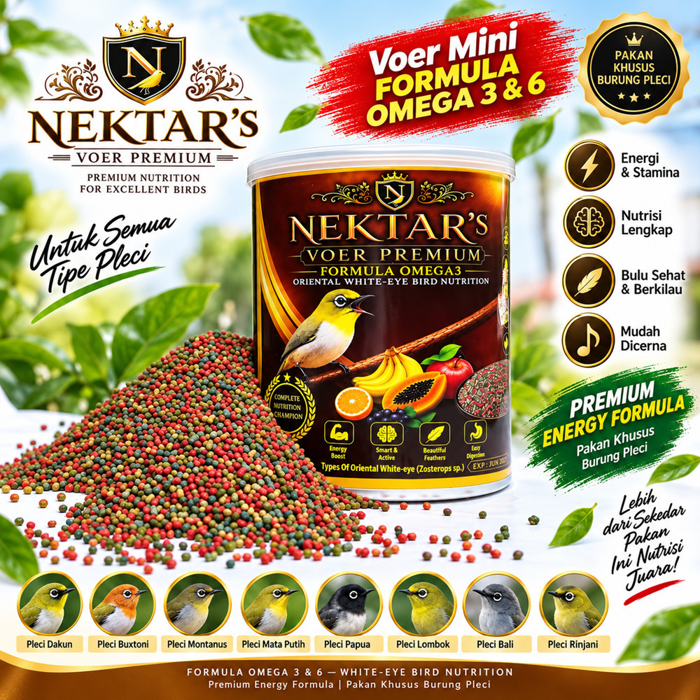 Nektar's Voer Mini Premium Voer Pakan Burung Pleci High Protein Omega untuk Nutrisi dan Energi
