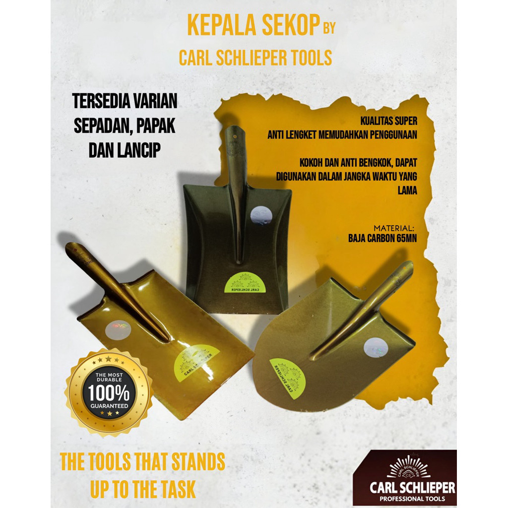 CARL SCHLIEPER Kepala Sekop/Sekrop Papak Lancip Spadan Spardan
