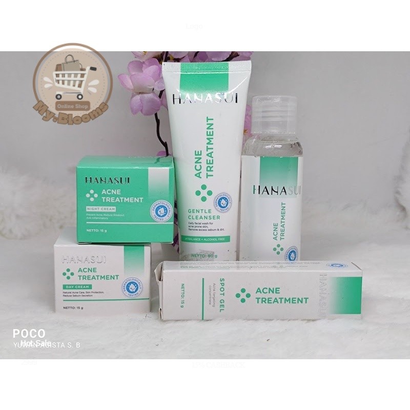 MY BLOOMS - HANASUI ACNE TREATMENT/ PAKET ACNE HANASUI/ CREAM WAJAH HANASUI