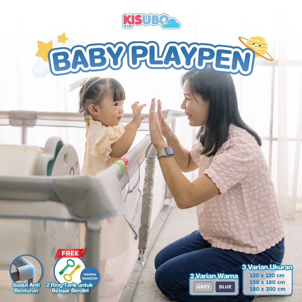KISUBO Playpen Pagar Pengaman Bayi Tempat Bermain Anak Pagar Mainan Anak Pagar Bayi Kolam Main Anak