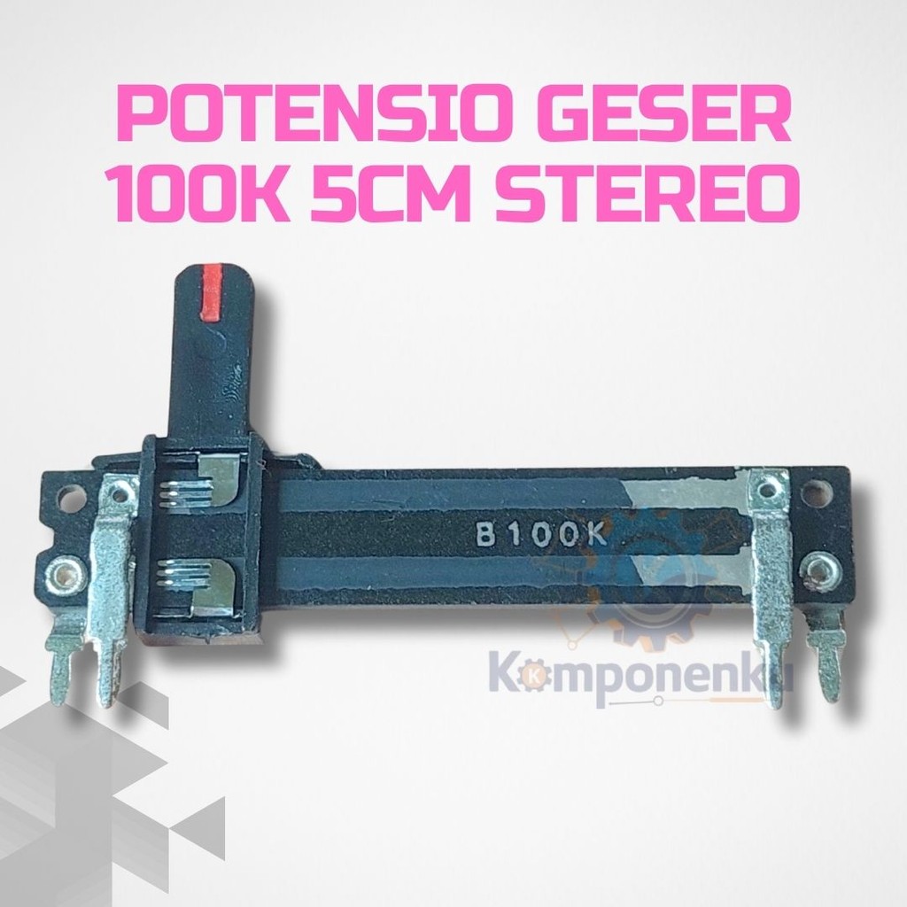 Potensio Geser 100K 5CM Stereo – 4 Pin + Lampu LED