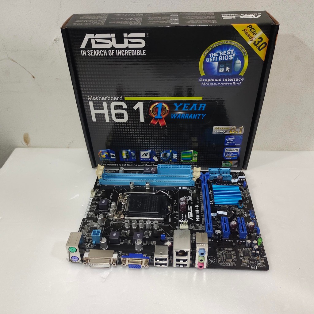 MOTHERBOARD ASUS H61M Pi (LGA1155, H61, DDR3, SATA3, USB3) - Garansi 1 tahun