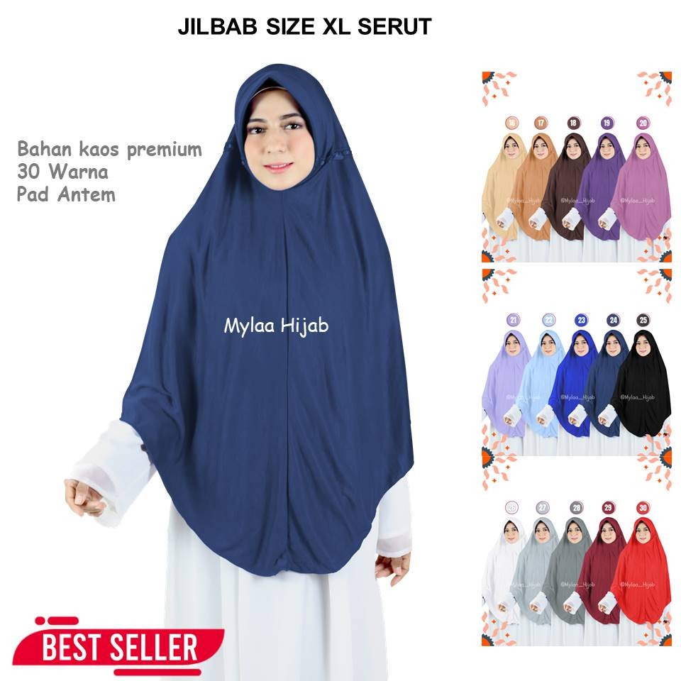 SHF - Jilbab Hijab Bergo XL TALI SERUT Anak Sekolah Dewasa Bahan Kaos