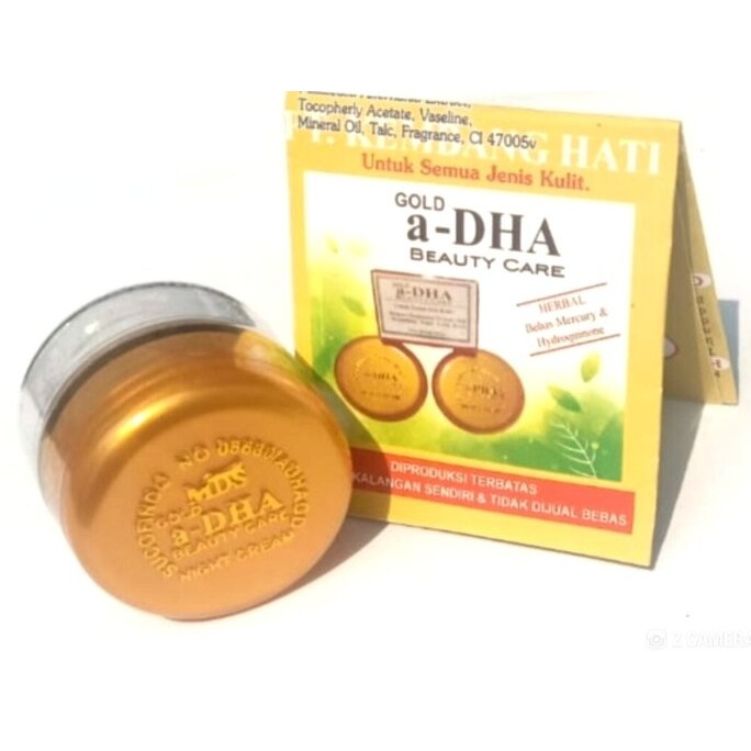 A-DHA CREAM GOLD ASLI SUPER ORIGINAL Hologram MDS Gold.. Tutup embossed timbul (CREAM Malam)