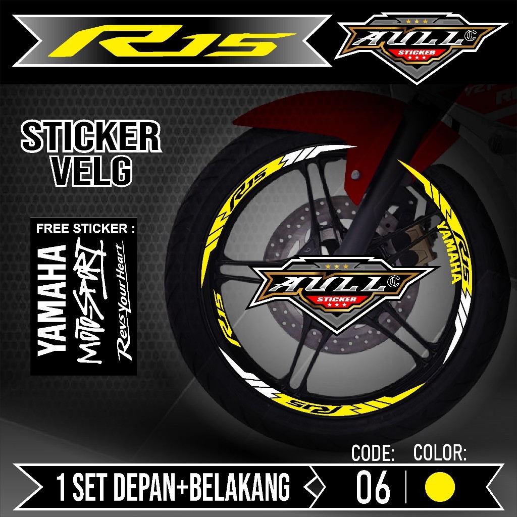 ( COD ) Sticker Velg R15 Cutting Velg Motor Yamaha R15 V2 V3 List Stiker Cutting Velk Ban Variasi Se