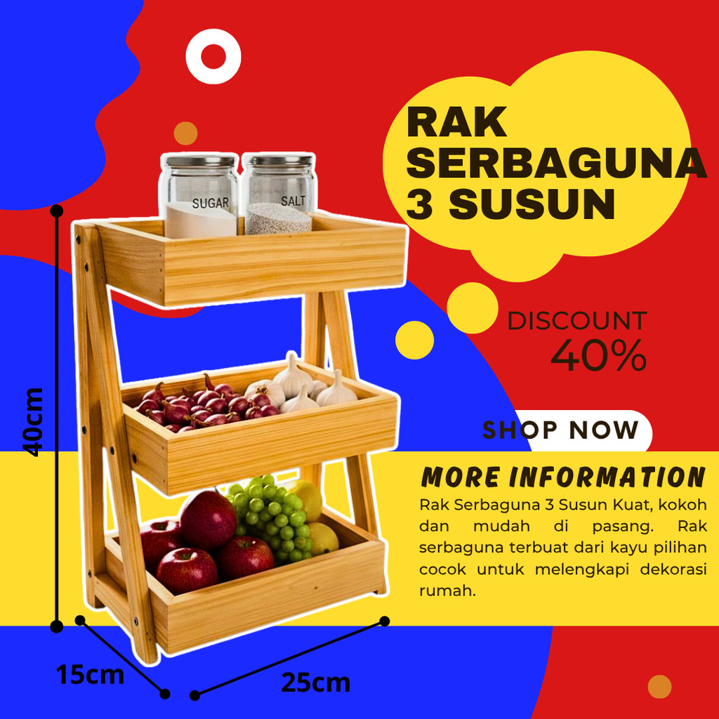 Rak Bawang Susun KAYU JATI Gratis Stiker Tempat Telur Bumbu Dapur Unik Aesthetic Kualitas Premium