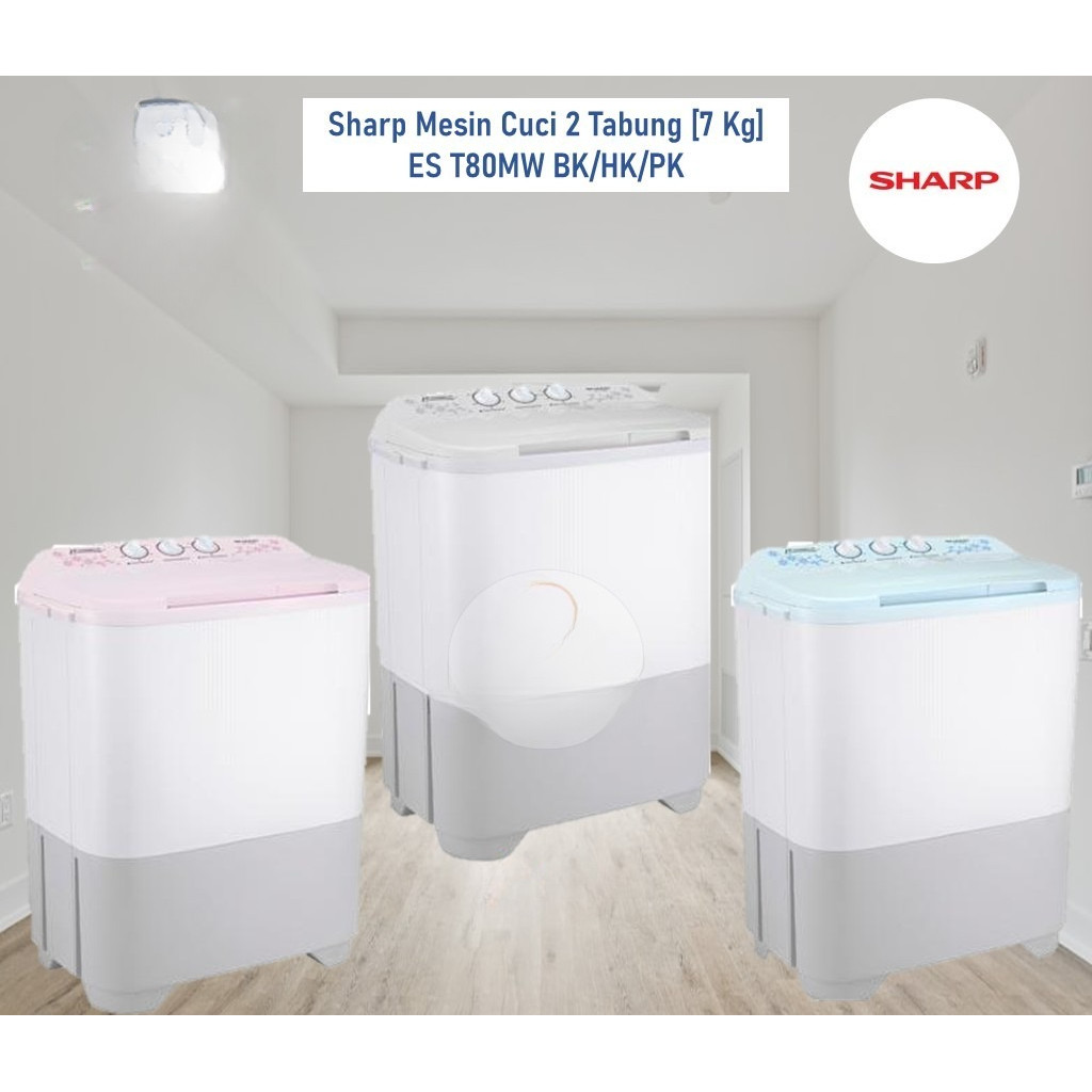Sharp Mesin Cuci 2 Tabung [7 Kg] ES T80MW PK/HK/BK