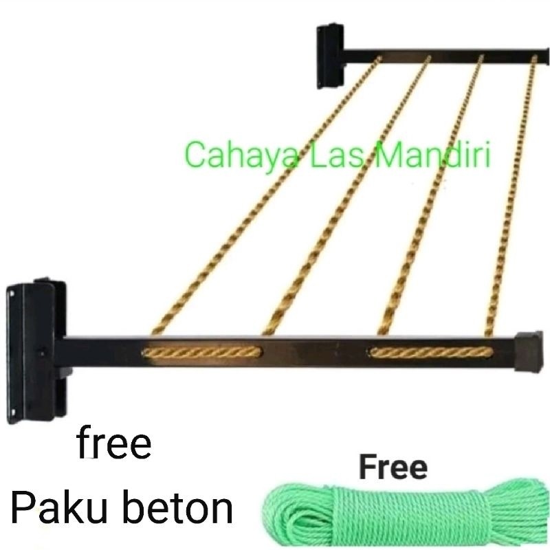 karrinustore - Jemuran Baju Lipat Dinding Besi Hollow Free Tali