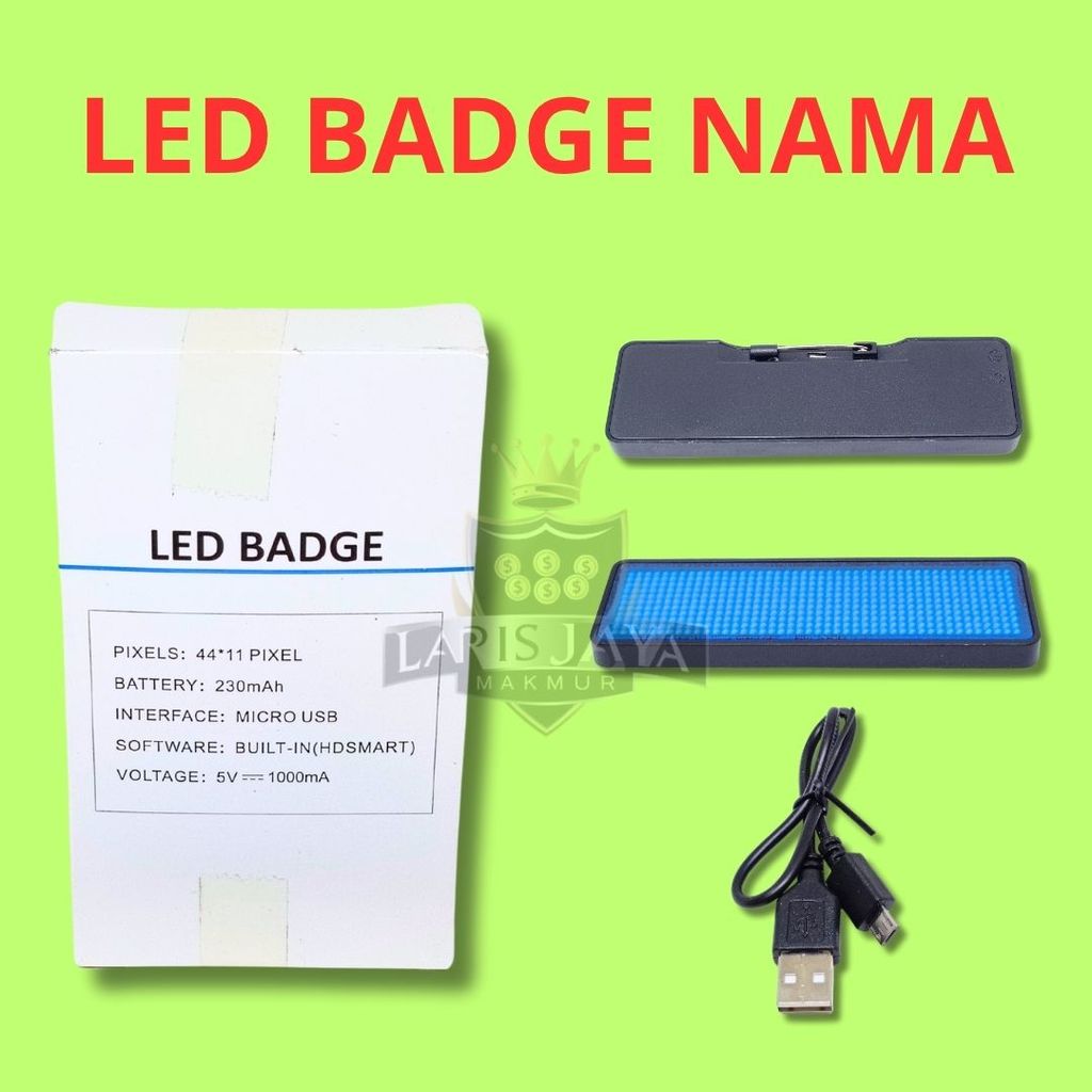 Papan Nama LED Berjalan – Name Tag LED Warna Merah/Biru
