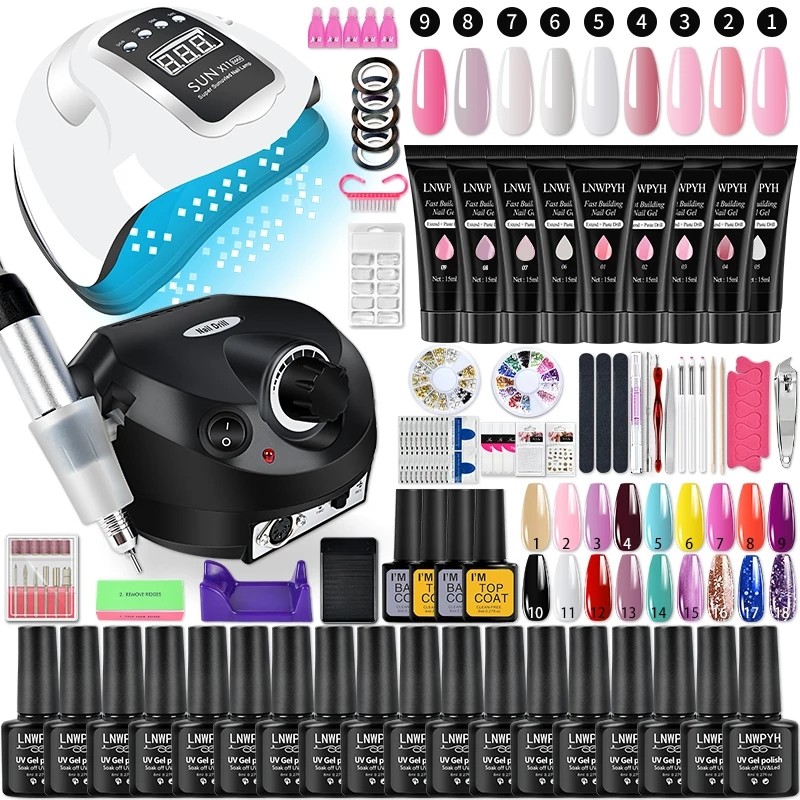 Gel Nail Polish Set Poly Nail Gel Kit With Nail Lamp Semi Permanent Gel Varnish Set Professional Nai