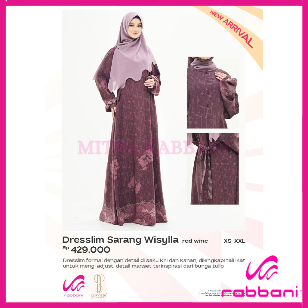 RABBANI ORI -Dresslim Sarang Wisylla Sarimbit / Gamis dresslim Rabbani Terbaru Murah Mitra Rabbani