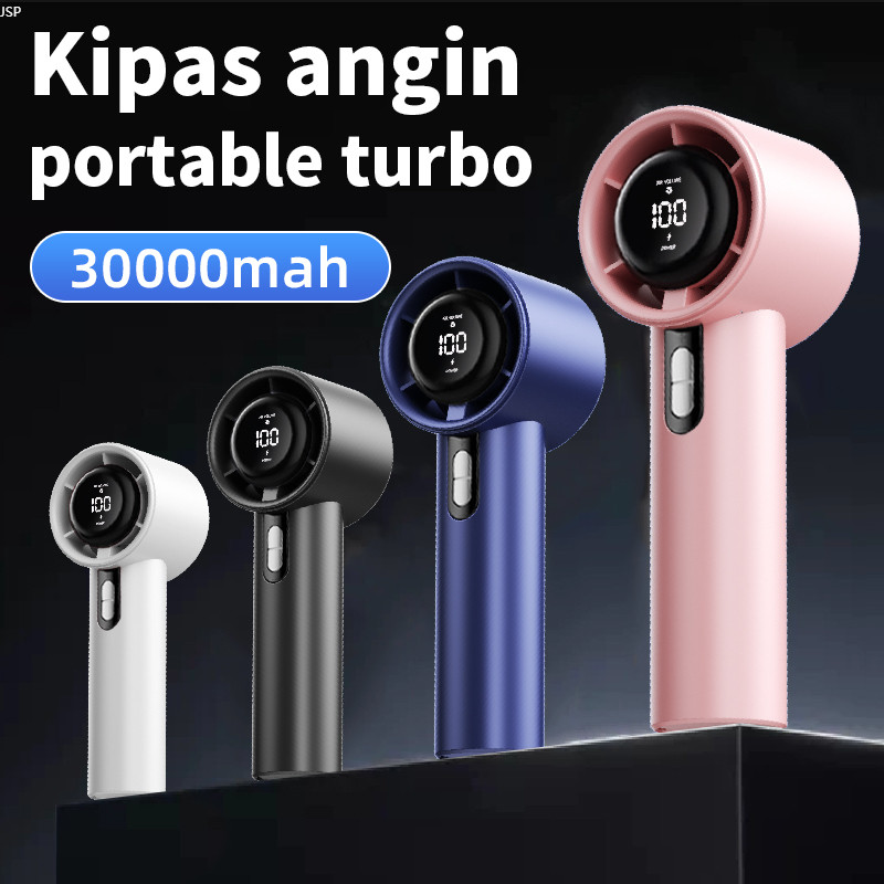 NEW Kipas Tangan Turbo 100 Level Adjustable - Portabel, Bisa Digantung, Baterai Awet & Senyap untuk 