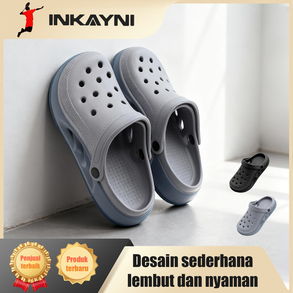 Inkayni Sandal Pria Karet Empuk Anti Slip Sepatu Sandal Pria Slop Karet Ori Sandal Baim Pria Casual 