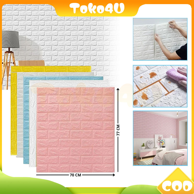 10 pcs wallpaper dinding 3d foam /wallpaper dinding 3d foam bata/wallpaper dinding kamar 3d foam/