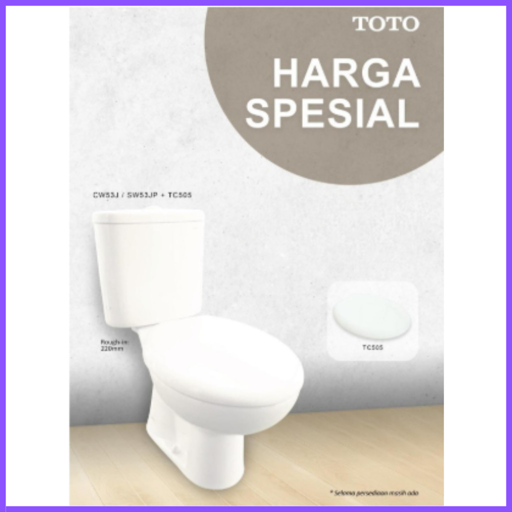 Closet duduk TOTO CW53 + tutup TC505 putih Wc