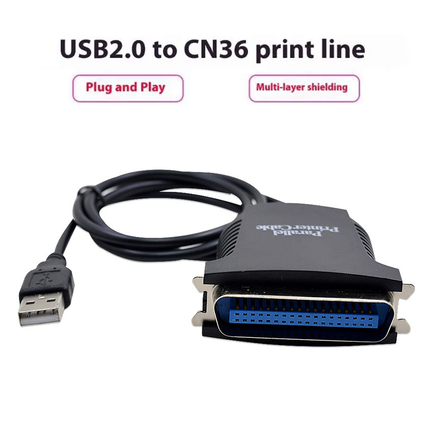 Kabel Converter USB 2.0 to LPT Parallel – Port paralel 36 Pin (IEEE 1284), 0.8M panjang, kompatibel 
