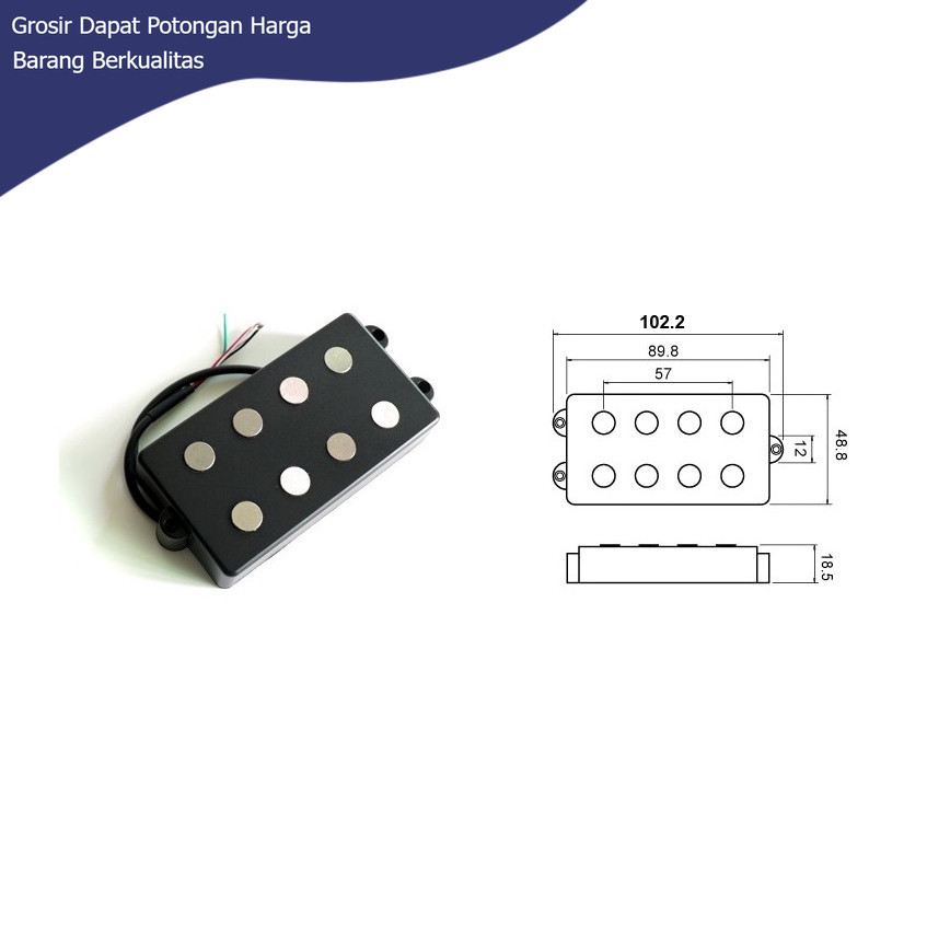 Donlis Musicman Style Bass Pickup With Large Alnico 5 Rod For 4 String Electric Jazz Humbucker Picku