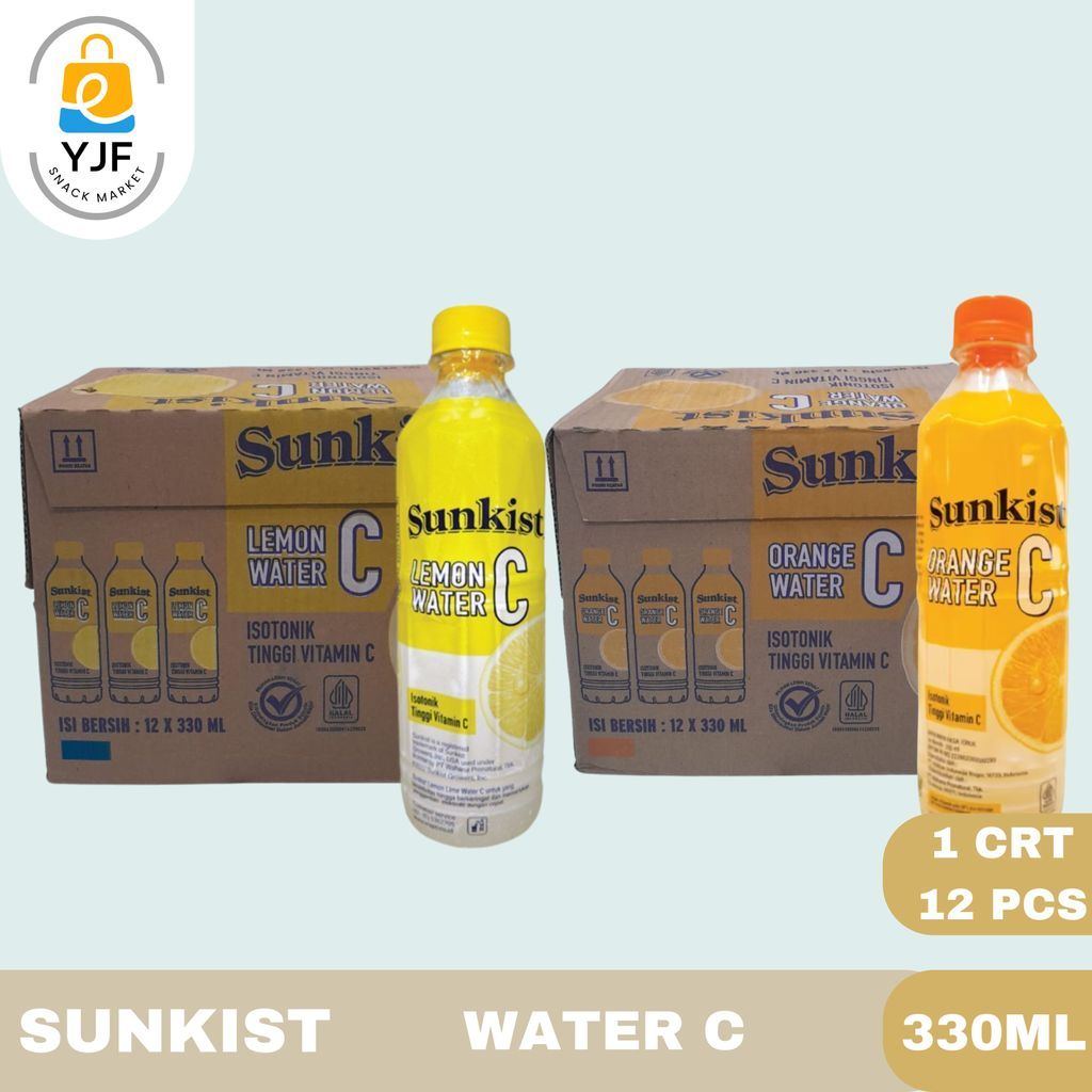 Sunkist Water C 330ml  - 1 CRT / 12 PCS /  Lemon Water C / Orange Water C / Minuman Vitamin / Minuma