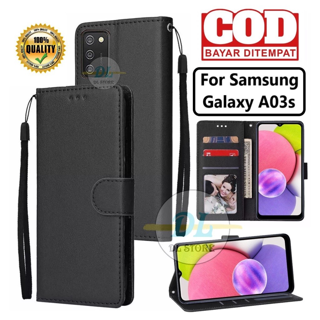 SAMSUNG GALAXY A03s FLIP LEATHER CASE PREMIUM-FLIP WALLET CASE KULIT UNTUK SAMSUNG GALAXY A03s CASIN