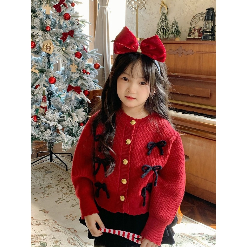 RED RIBBON KIDS KNIT CARDIGAN AUTUMN SPRING WINTER OUTFIT MANTEL ANAK MUSIM DINGIN
