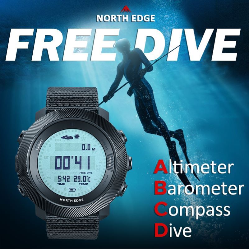 NORTH EDGE 2025 APACHE-D Smart Watch Free Dive Watch Sports Digital Watch Altimeter Barometer Compas