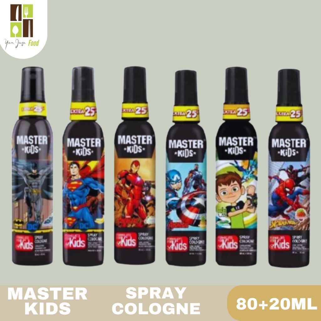 Master Kids Spray Cologne 80+20 ML / Parfum Anak / Batman / Spiderman / Superman / Ben-10 / Caption 
