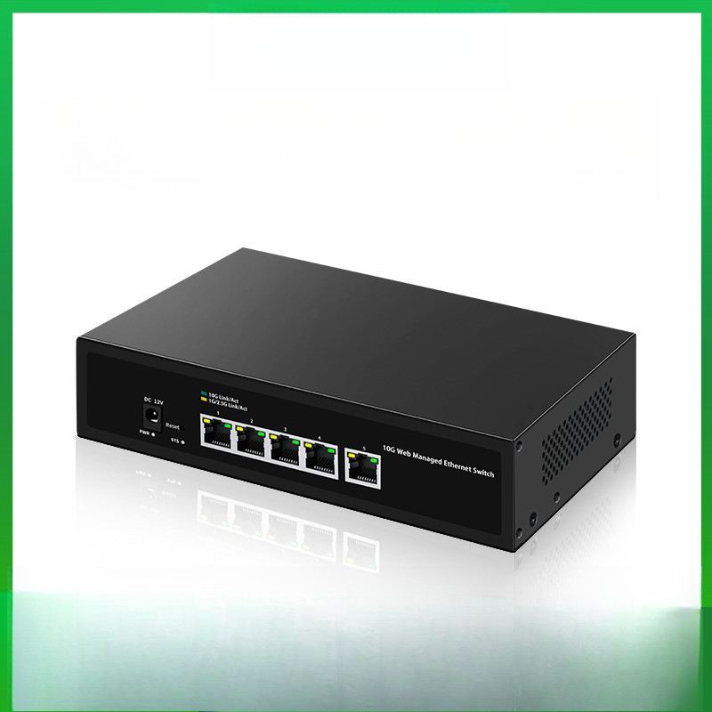 GoodTop 5 Port 10Gb Web Managed Network Switch 10000Mbps 10G Smart Easy Managed Home Lab Ethernet Sw