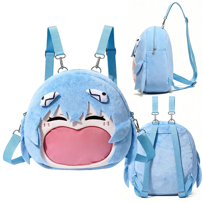 Anime Ayanami Rei Cosplay Backpack Transparent Big Mouth Itabag Plush Shoulder Bag Cute aracter Cros