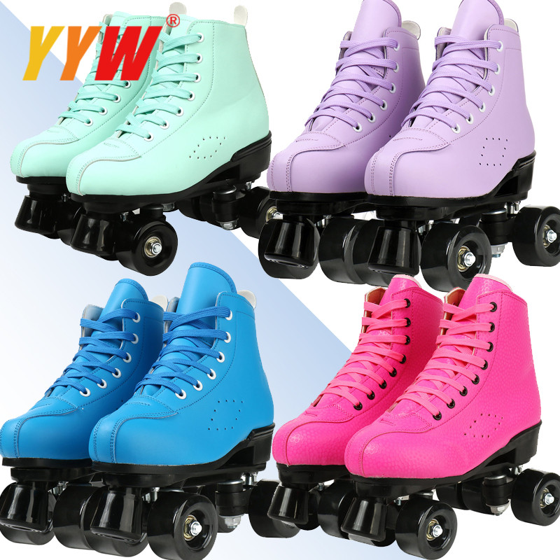 Roller Skates Shoes Inline Skating Sling Sneaker Beginner Microfiber Leather Shoes Quad Adult Double