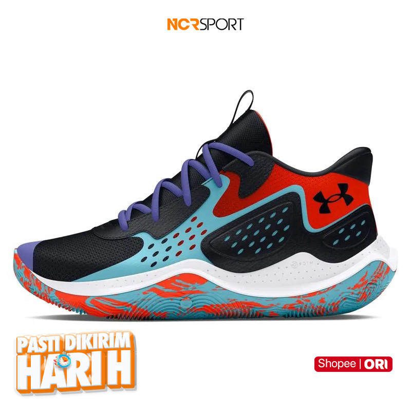 Hoops Point Sepatu Basket Under Armour Ua Jet '23 Black Sky Blue Original 3026634-008