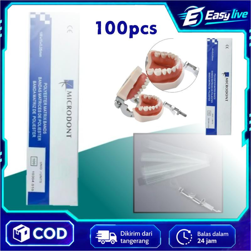 100pcs Dental Matrix Strip Seluloid Celluloid Mylar Strip Transparan Bening Restorasi Gigi