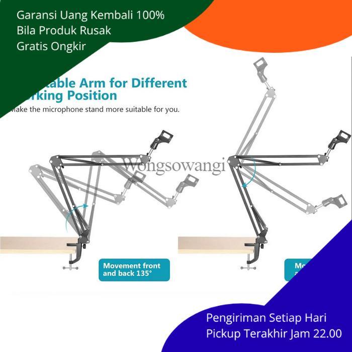 Arm Stand Suspensi Lazypod Mikrofon Mic + Holder mic black jepit meja