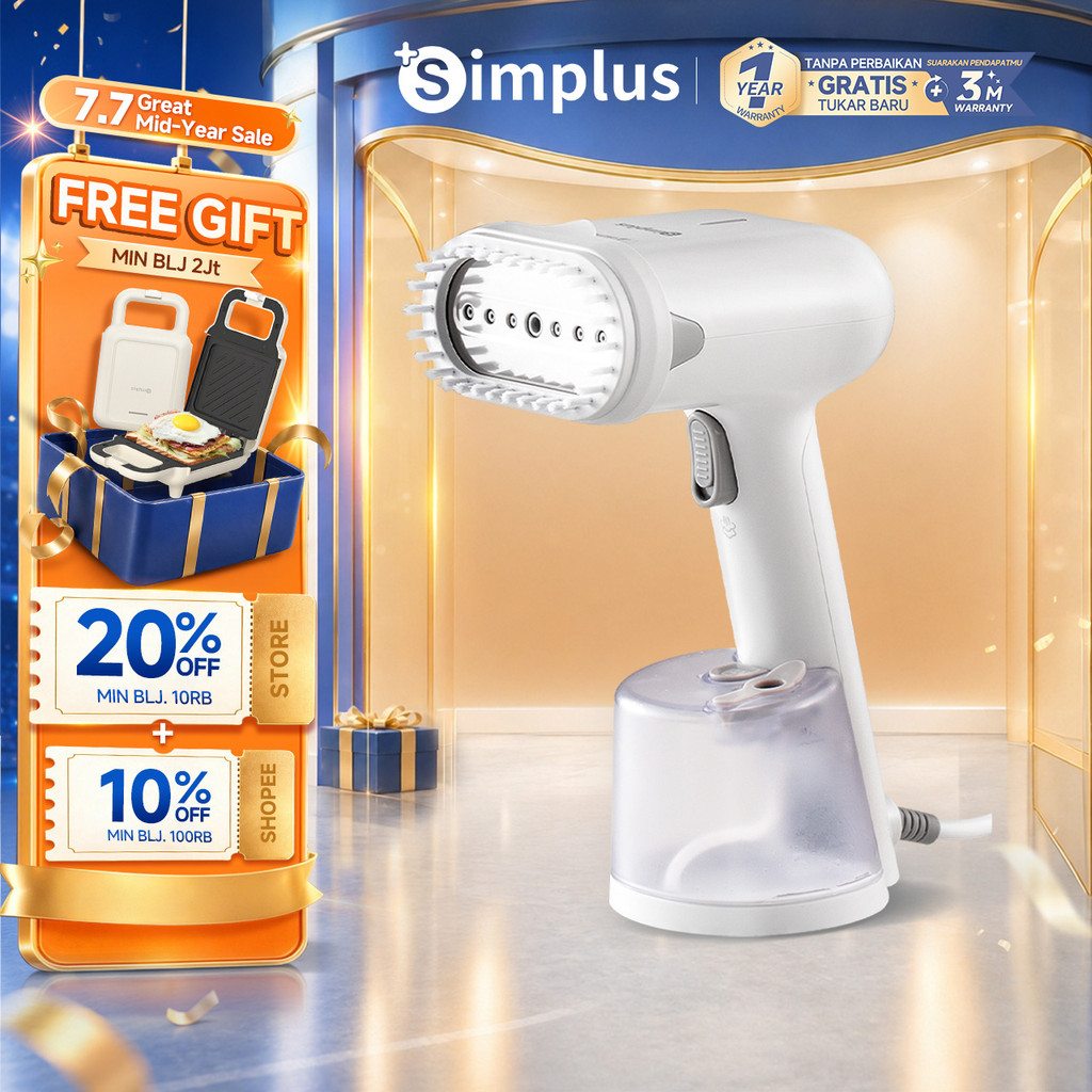Simplus Setrika Uap 290ml Genggam Kapasitas Besar Daya 1200W Pemanasan 30 detik