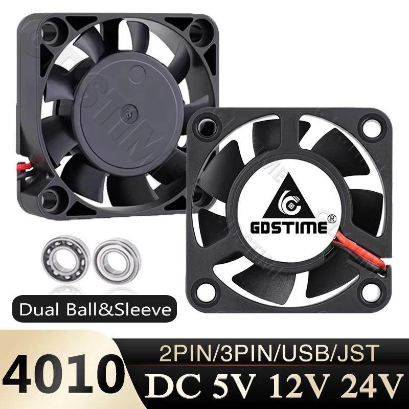 GDSTIME 40mm 24V Fan 4010 USB 5V 12V Raal Fan Processor Cooler 40x40x10mm Dual Ball 3D Printer Cooli