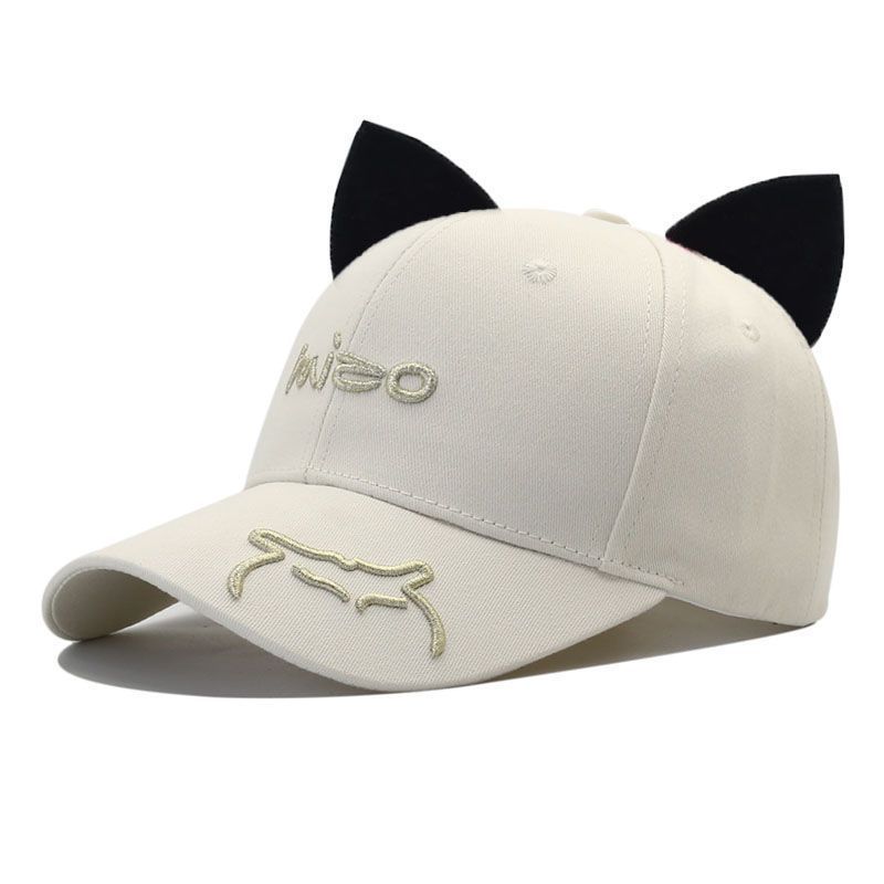 Topi baseball bersulam benang emas dengan telinga kucing