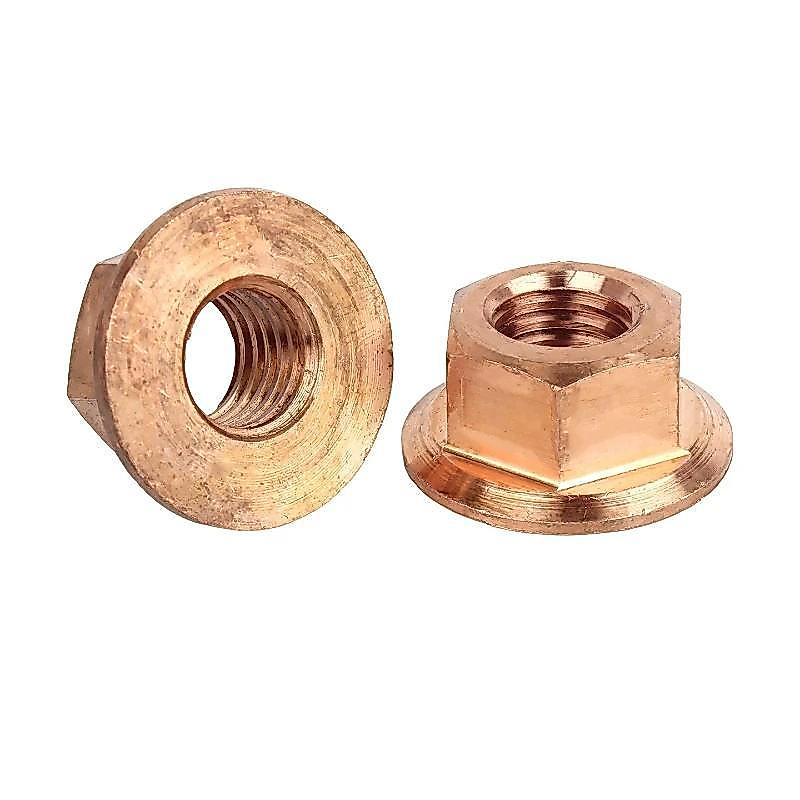 Pure Copper M6 M8 M10 M12 M14 M16 Red Copper Hexagon Flange Nut Automatic locking Nuts Anti-Loosenin