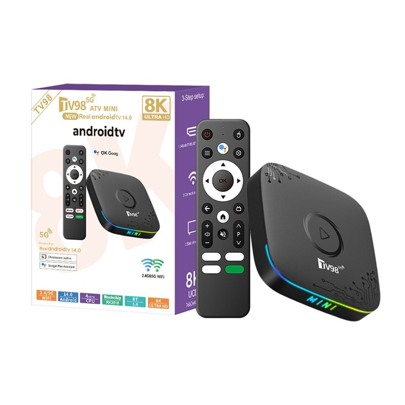 2026 PK T1 Android 14 Smart Home Theater 8GB 128GB TV98 Box Rockchip RK3518 BT5.0 Goog Assistant Str