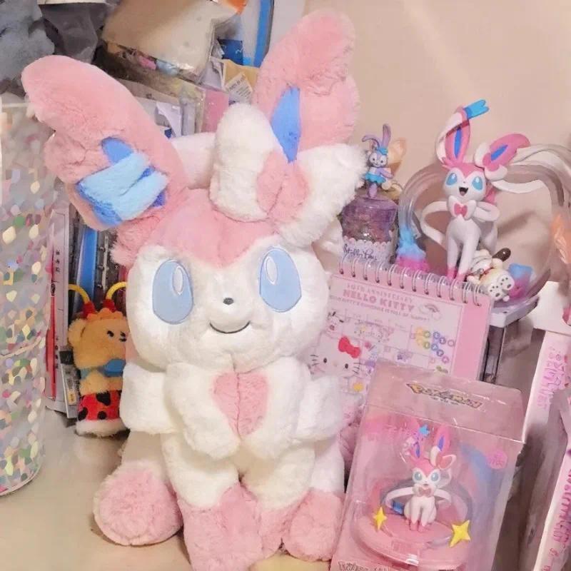 Soft Fluffy Pikachu Peluche Sylveon Glaceon Pokemon Eevee Stuffed Anime Plush Toys Stuffed Doll Cart