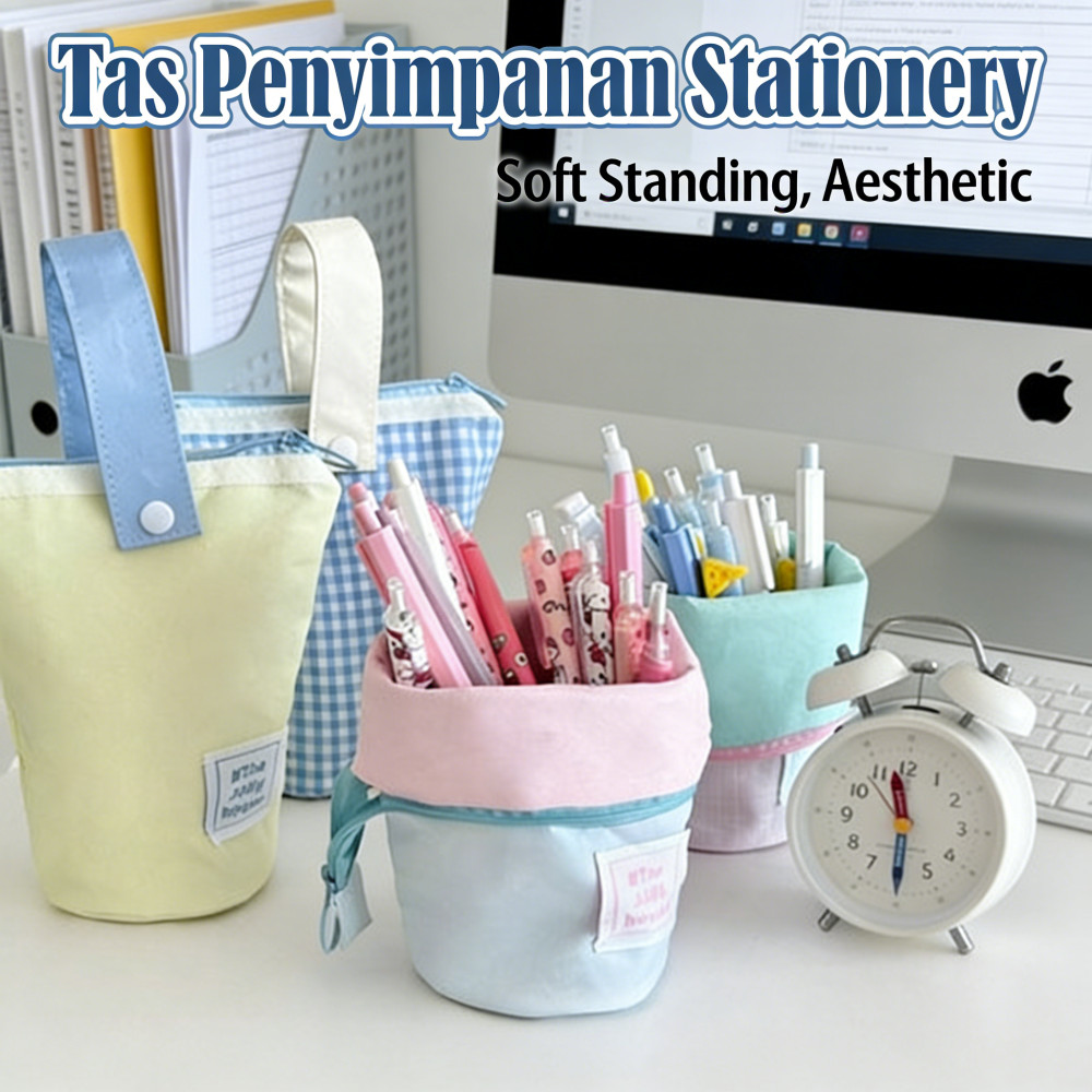Pensil tempat standing berdiri case makeup pouch bag / Standing pensil case makeup pouch bag tempat 