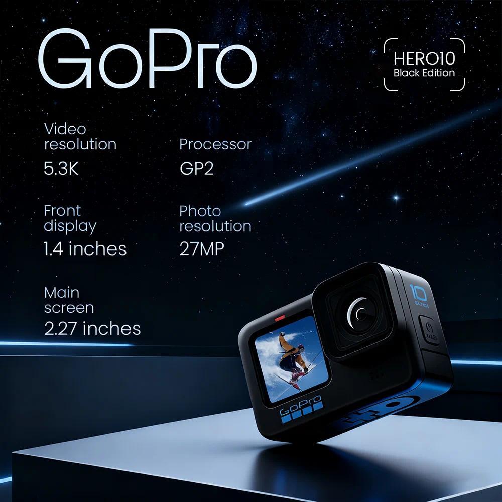 GoPro HERO 10 Black Action Camera Hero10 53K Screen Sports Camera 23MP GP2 Waterproof Mini Video gop