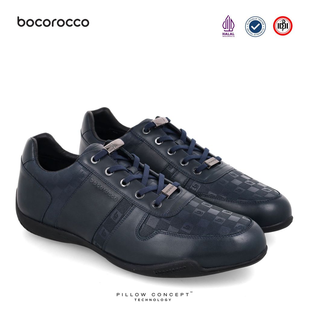 Bocorocco U. Vito 39A Navy - Sepatu Sneakers Kets Pria Kulit Asli