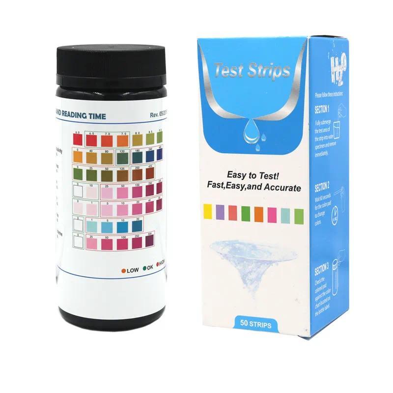 50 Strips 7 in 1 Test Strips Swimming Pool Spa Reagent Strips for Water PH Chlorine Alkalinity Bromi