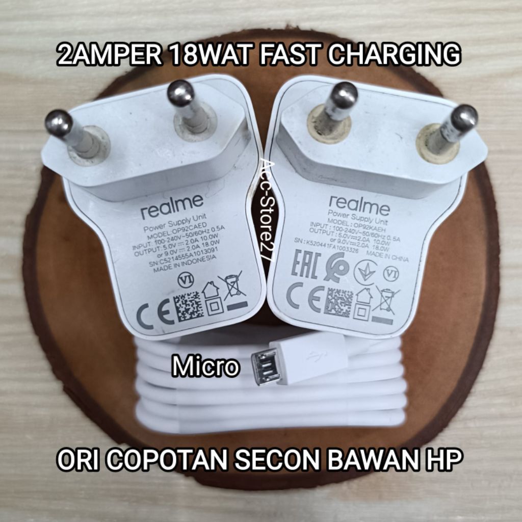 Charger ORI REALME C15/C25Y Dll 2A 18Wat Fast Charging Copotan Bawaan Hp Second Bekas ORI 100%