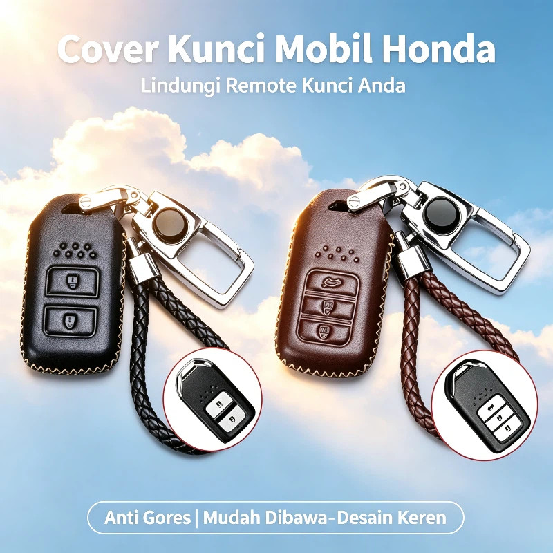 Cover Remote Kunci Kulit Premium Full Pelindung Casing Keyless Honda WRV HRV CRV Jazz BRV 2014 2015 