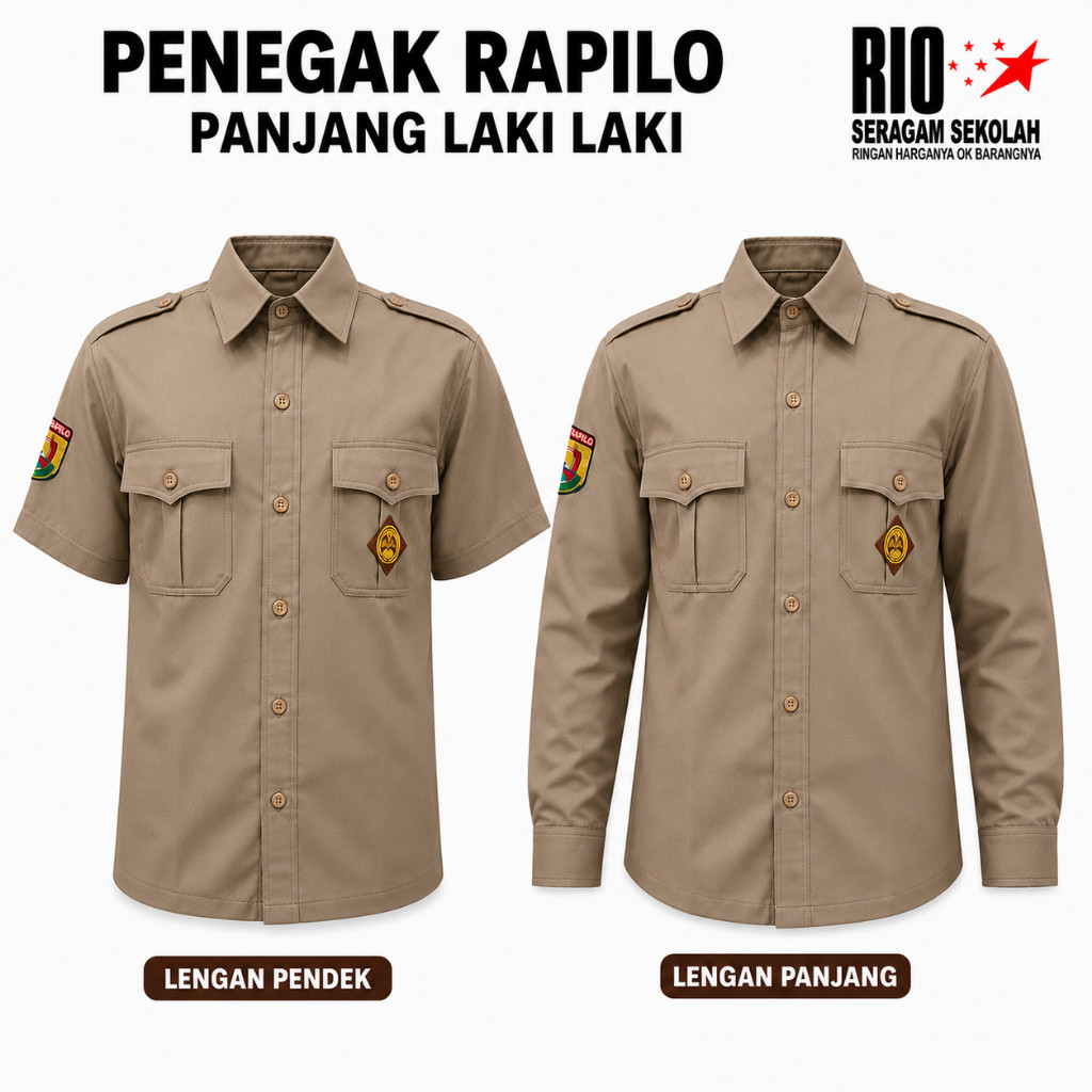 KEMEJA PRAMUKA BAHAN PREMIUM RAPILO BAJU PRAMUKA RAPILO, BAJU PRAMUKA PEMBINA, BAJU PRAMUKA BIG SIZE