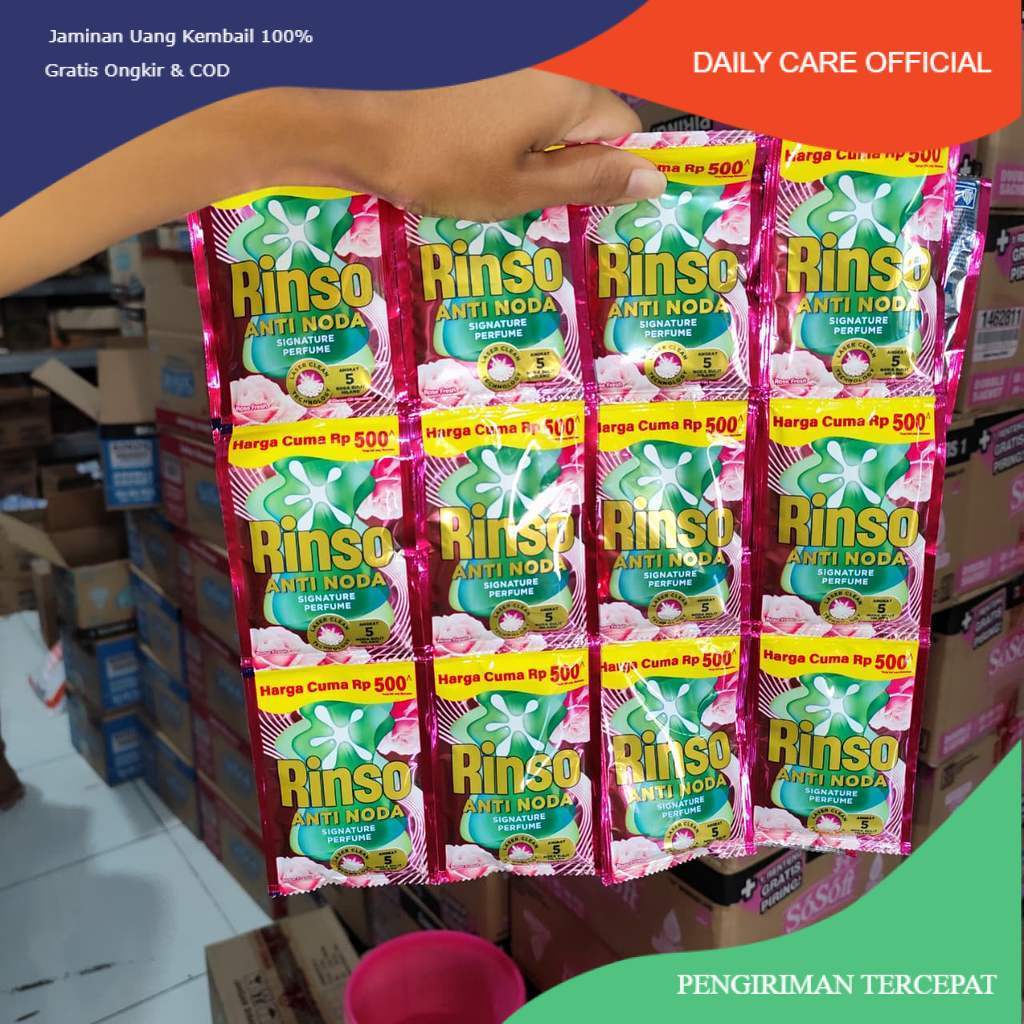 1/2 DUS (48 pcs) 4 Renceng Rinso Cair Liquid Renceng Anti Noda 20ml 500an