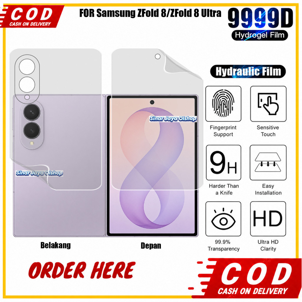 Hydrogel Clear/Spy Samsung Galaxy Z Fold 8/Z Fold 8 Ultra Anti Gores Anti Jamur Depan Belakang Hp