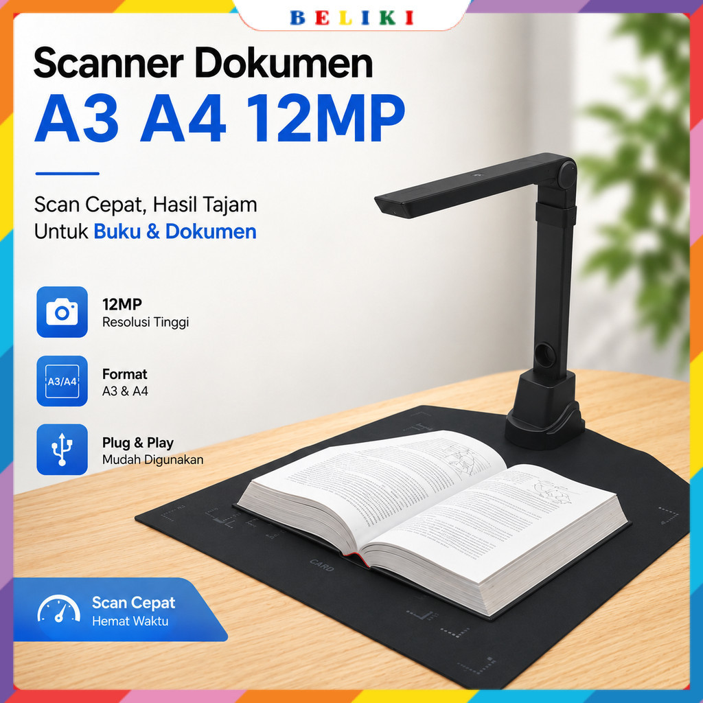 Scanner Dokumen Buku Overhead Portable Camera Scanner A3 A4 12MP - SD-2000