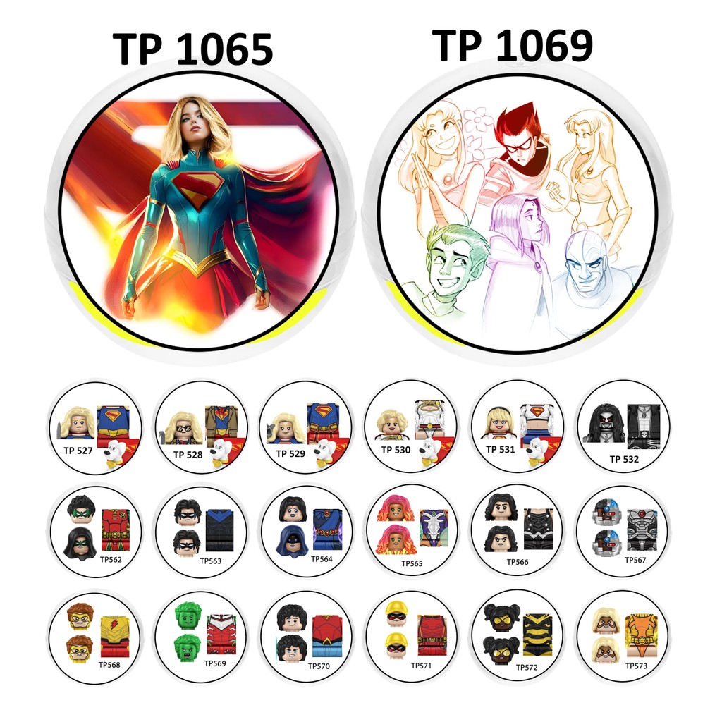 Mainan kapsul gacha varian Supergirl Teen titan - isi figure plastik 4,5cm (SKU TP1065 TP1069)